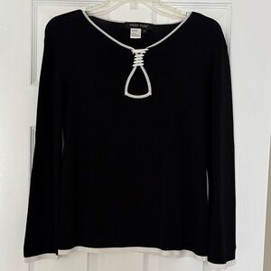 Chic Black and White Long Sleeve Sweater